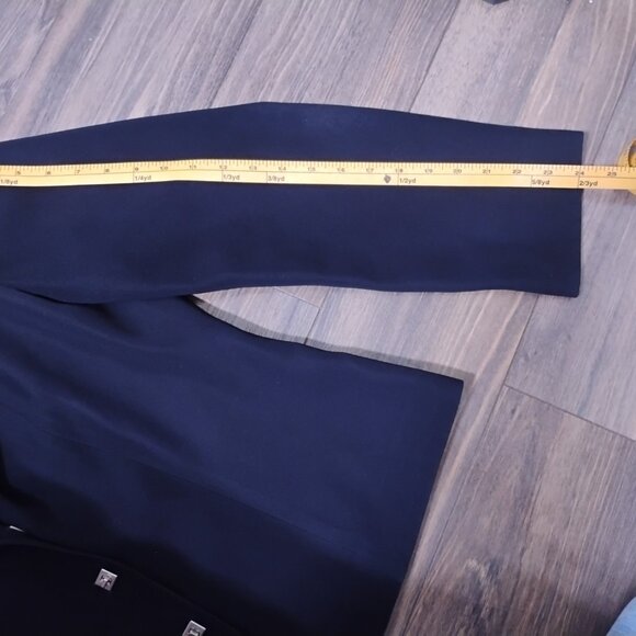 Calvin Klein Black Blazer – Women’s Size 12 – Silver Square Buttons – Lining Tea - Picture 5 of 11